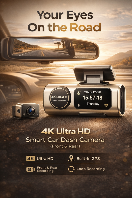 4K Ultra HD Smart Car Dash Camera (Front & Rear) © 30 Days Replacement Warranty