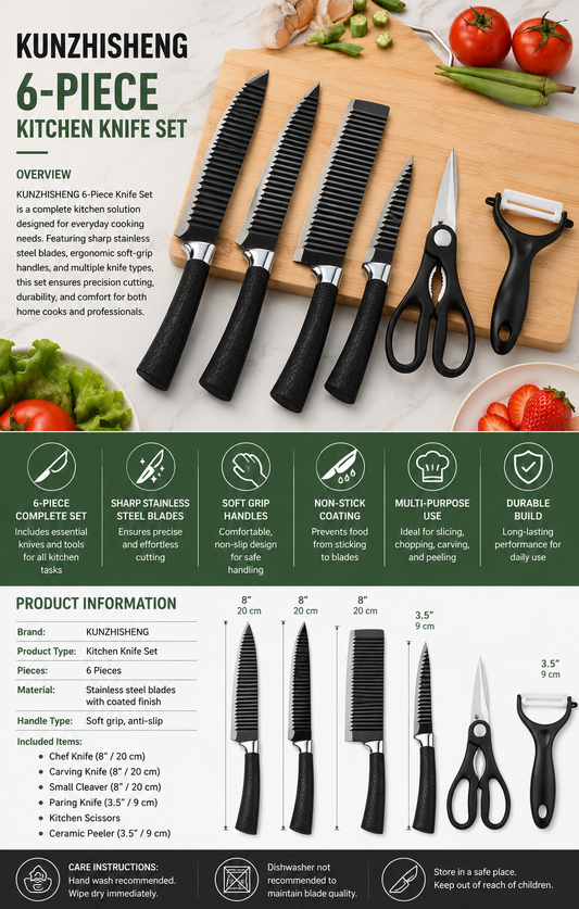 KUNZHISHENG 6-Piece Kitchen Knife Set