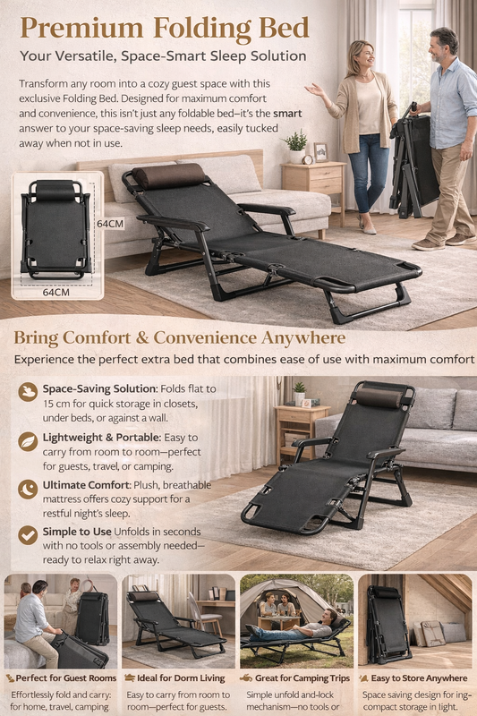 Premium Folding Bed – Your Versatile, Space-Smart Sleep Solution