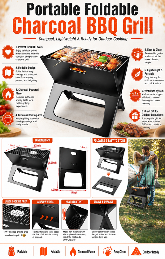 Foldable Charcoal Grill Ⓢ