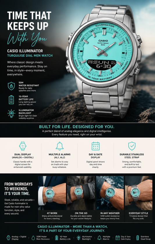 Turquoise Dial Men Watch