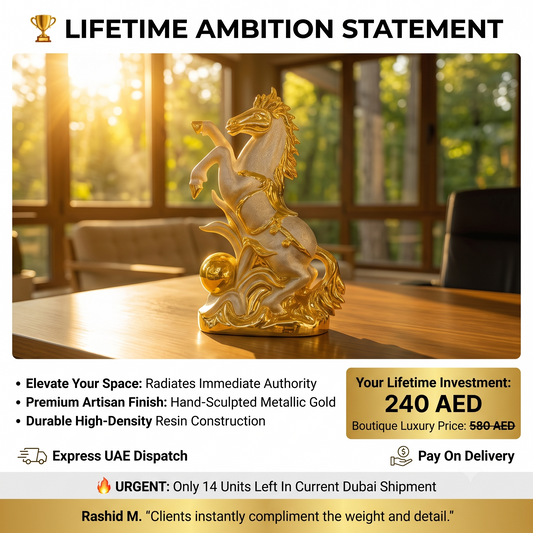 Golden Rearing Horse Statue – Luxury Resin Symbol of Power, Success & Prestige